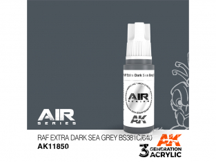 Ak interactive peinture acrylique 3G AK11850 RAF Extra Dark Sea Grey BS381C/640 - Gris mer extra foncé 17ml AIR