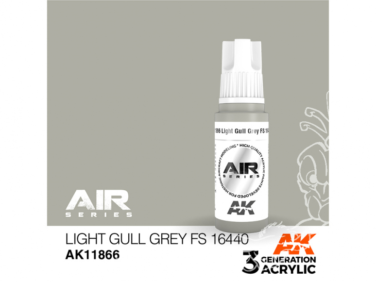 Ak interactive peinture acrylique 3G AK11866 Light gull grey FS16440 - Gris mouette clair 17ml AIR