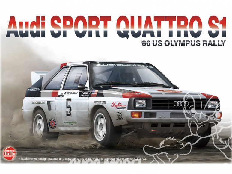 NuNu maquette voiture de Rallye PN24023 Audi SPORT QUATTRO S1 1986 US OLYMPUS RALLY 1/24