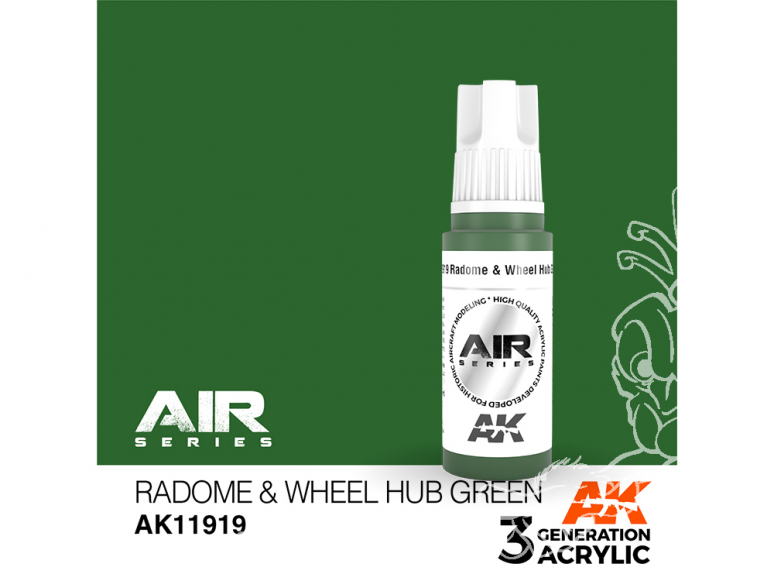 Ak interactive peinture acrylique 3G AK11919 Vert Radome & moyeu de roue 17ml AIR