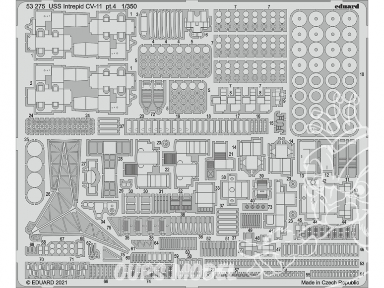 Eduard photodecoupe bateau 53275 USS Intrepid CV-11 Partie 4 Trumpeter 1/350
