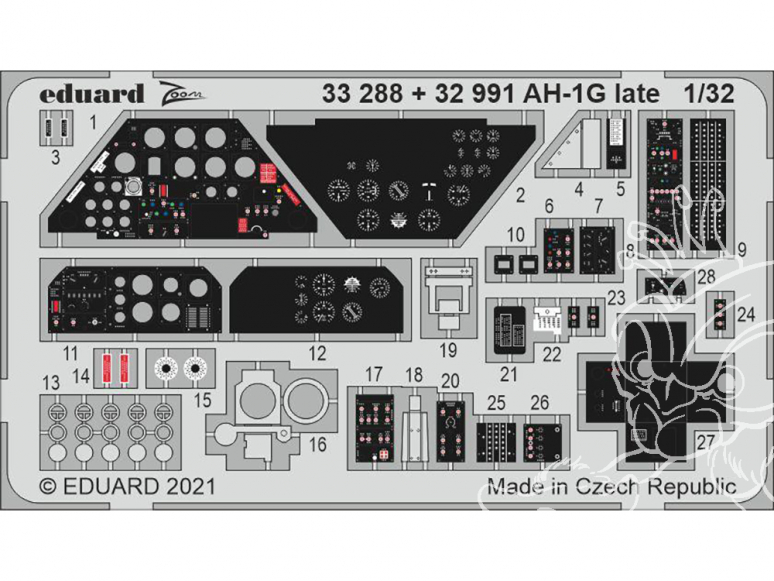 EDUARD photodecoupe hélicoptère 33288 Zoom amélioration AH-1G Late Icm 1/32