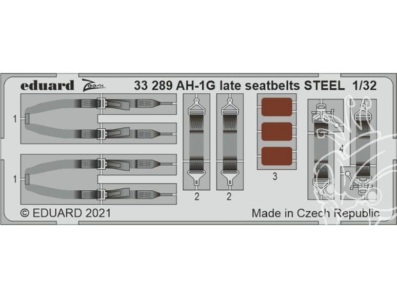 EDUARD photodecoupe hélicoptère 33289 Harnais métal AH-1G Late Icm 1/32