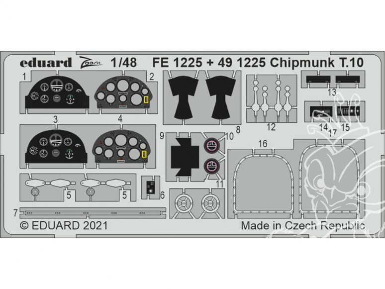 EDUARD photodecoupe avion 491225 Amélioration Chipmunk T.10 Airfix 1/48