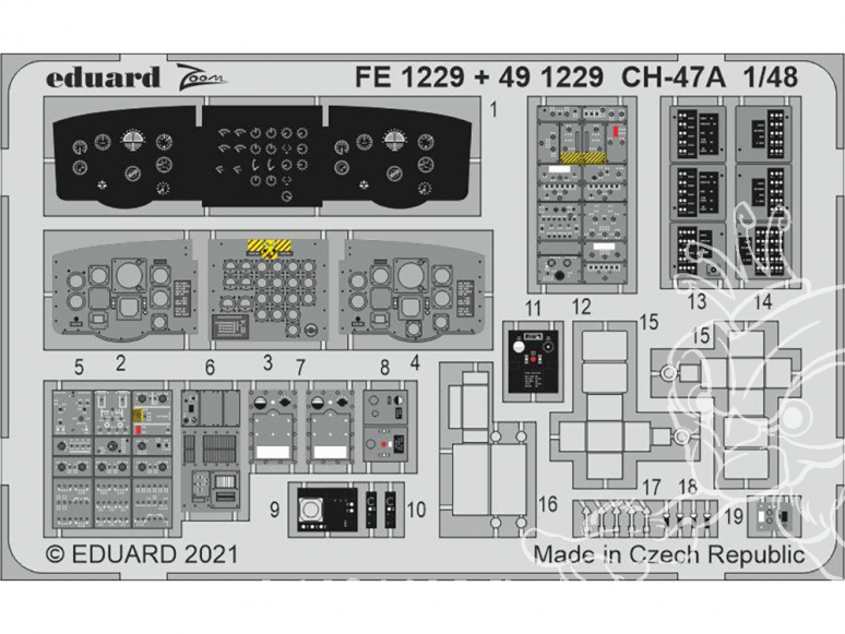 EDUARD photodecoupe avion FE1229 Zoom amélioration CH-47A Hobby Boss 1/48