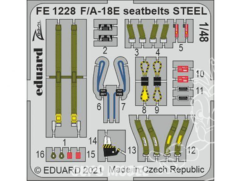 EDUARD photodecoupe avion FE1228 Harnais métal F/A-18E Hobby Boss 1/48