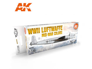 Ak interactive peinture acrylique 3G Set AK11717 Couleurs Couleurs de la Luftwaffe moitié Seconde Guerre mondiale