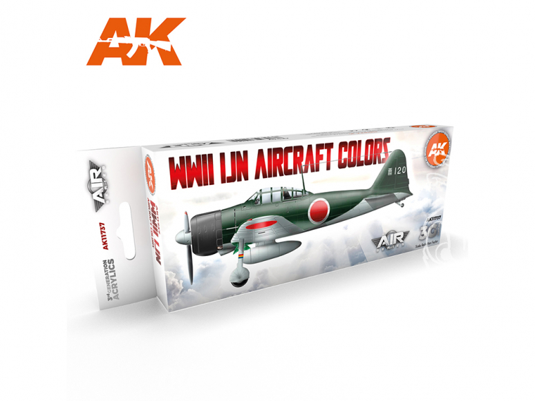 Ak interactive peinture acrylique 3G Set AK11737 Couleurs des avions IJN de la Seconde Guerre mondiale