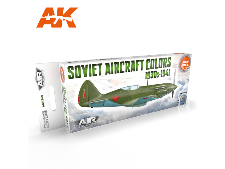 Ak interactive peinture acrylique 3G Set AK11740 Couleurs des avions soviétiques des années 1930-1941