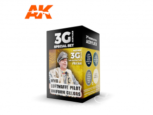 Ak interactive peinture acrylique 3G Set AK11690 COULEURS UNIFORME DES PILOTES DE LA LUFTWAFFE SECONDE GUERRE MONDIALE