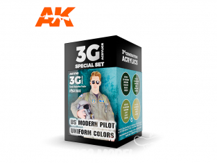 Ak interactive peinture acrylique 3G Set AK11761 COULEURS DE L'UNIFORME DE PILOTE MODERNE AMÉRICAIN