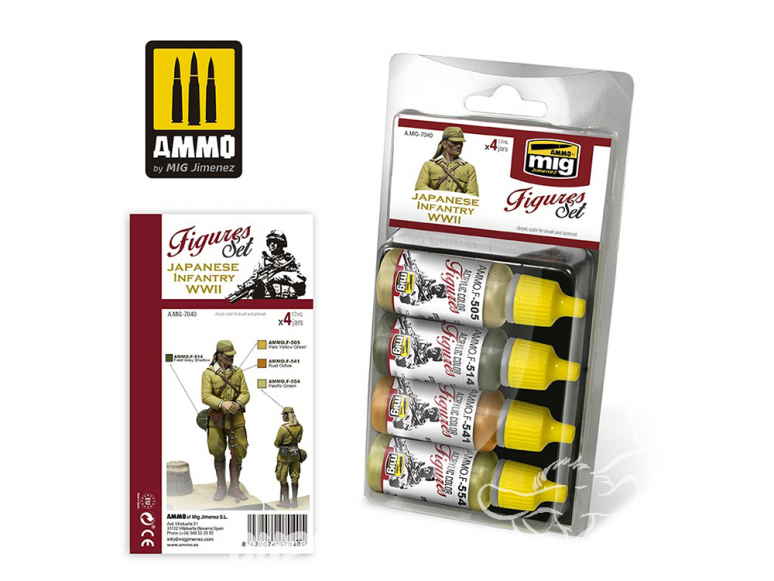 MIG peinture Figurines 7040 Set Infanterie Japonaise WWII 4 x 17ml