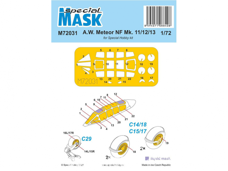 Special Hobby Masque avion M72031 A.W. MASQUE Meteor NF Mk.11/12/13 kit Special Hobby 1/72