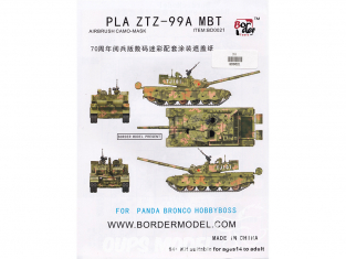 Border model accessoire BD0021 Masques camouflage PLA ZTZ-99A MBT Panda - Bronco - Hobby Boss 1/35
