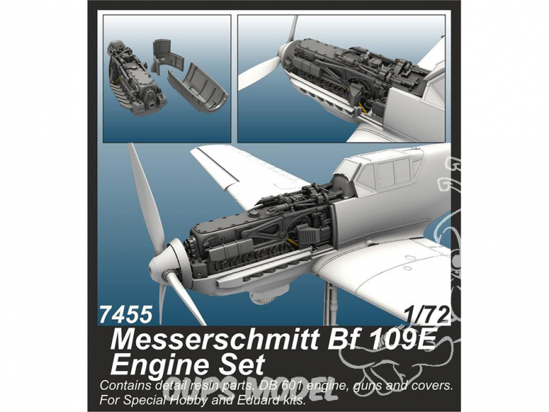 Cmk kit d'amelioration 7455 Moteur Messerschmitt Bf 109E Kit Special Hobby et Eduard 1/72