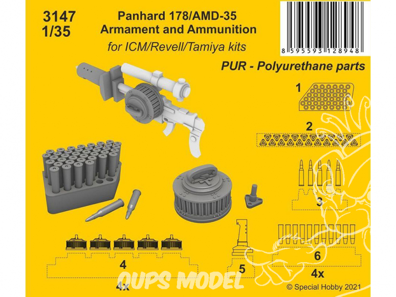CMK kit resine 3147 Armement et munitions Panhard 178/AMD-35 pour ICM Revell et Tamiya 1/35