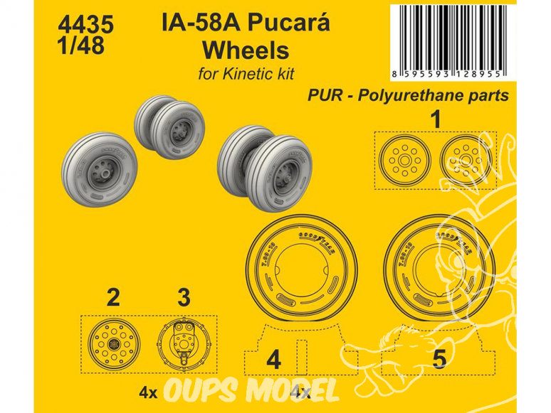 CMK kit resine 4435 Roues Pucará IA-58A kit Kinetic 1/48