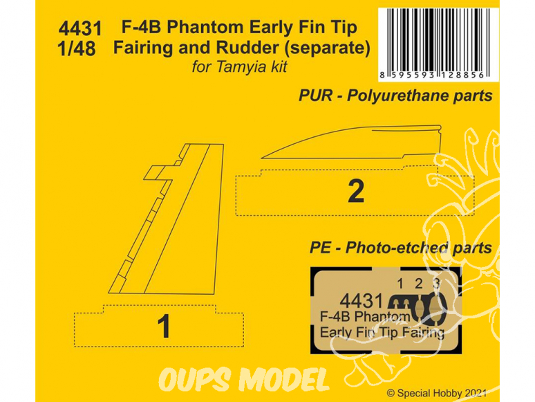 CMK kit resine 4431Carénage et gouvernail F-4B Phantom Early Fin Tip (séparé) kit Tamiya 1/48