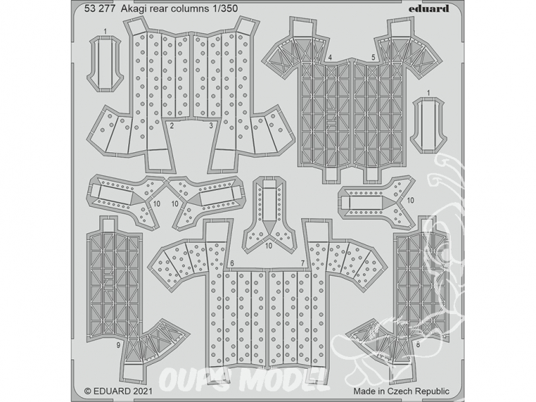 Eduard photodecoupe bateau 53277 Akagi Colonnes arrière Hasegawa 1/350