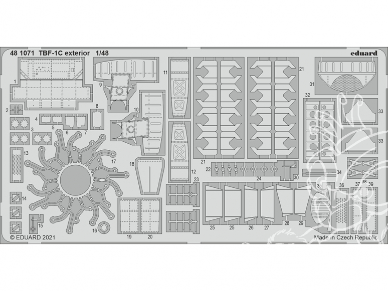 EDUARD photodecoupe avion 481071 Extérieur TBF-1C Academy 1/48