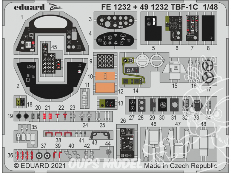 EDUARD photodecoupe avion 491232 Intérieur TBF-1C Academy 1/48