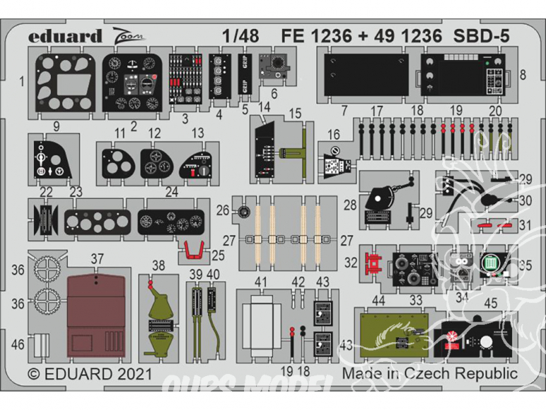 EDUARD photodecoupe avion 491236 Amélioration SBD-5 Revell 1/48