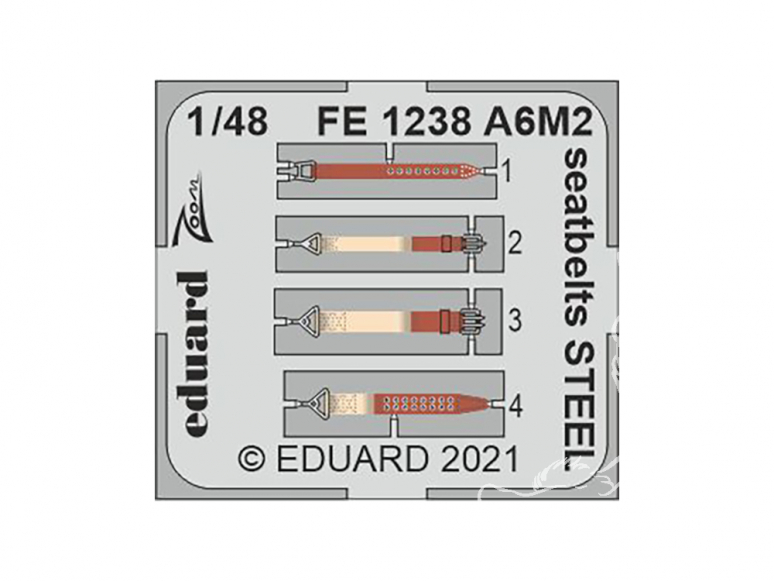 EDUARD photodecoupe avion FE1238 Harnais métal A6M2 Eduard 1/48