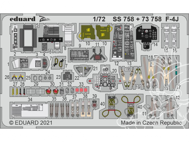 Eduard photodecoupe avion 73758 Amélioration F-4J FineMolds 1/72