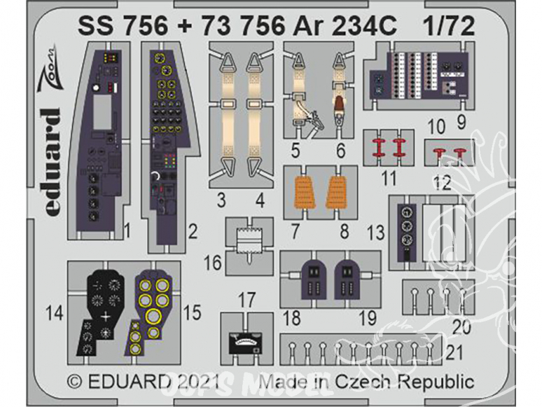 Eduard photodecoupe avion 73756 Amélioration Arado Ar 234C Hobby 2000 / Dragon 1/72