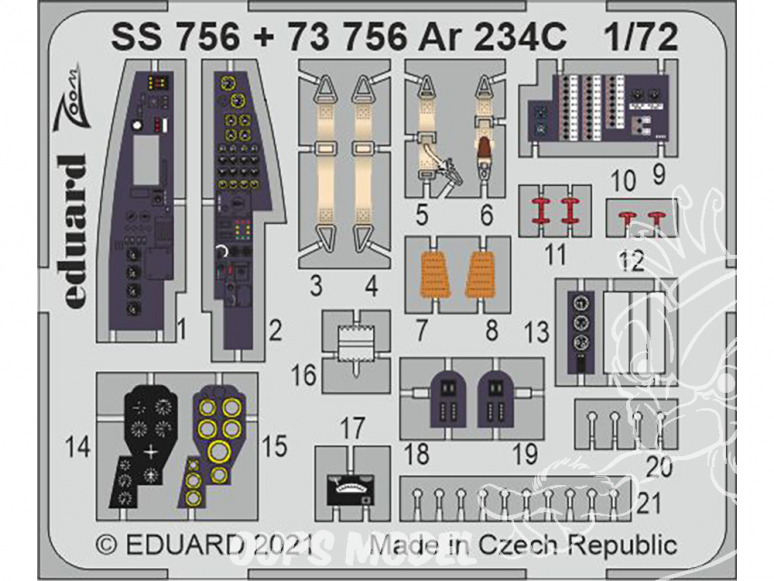 Eduard photodecoupe avion SS756 Zoom amélioration Arado Ar 234C Hobby 2000 / Dragon 1/72