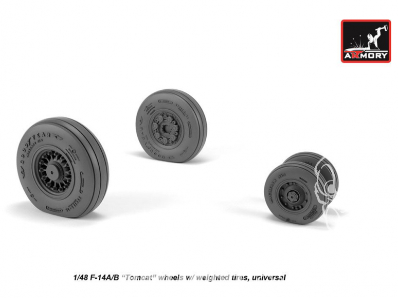 Armory Models kit d'amélioration avion AW48326 Roues avec pneus écrasés F-14A/B Tomcat Early 1/48