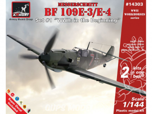Armory Models maquette avion AR14303 Messerschmitt Bf 109E-3/E-4 Set 1 "WWII : Au commencement" 1/144