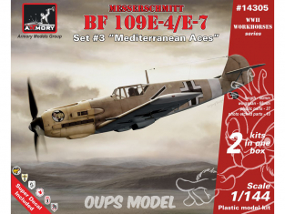 Armory Models maquette avion AR14305 Messerschmitt Bf 109E-4/E-7 Set 3 "AS Méditérranée" 1/144