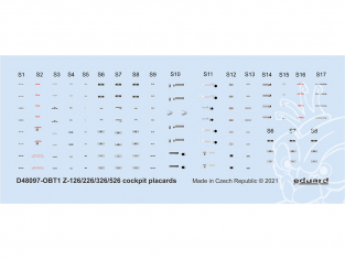 Eduard Decalques avion D48097 Cockpit Placards Z-126 / 226 / 326 / 526 Eduard 1/48