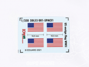 Eduard Space décalques 3D 3DL53001 Drapeaux US WWII 1/350