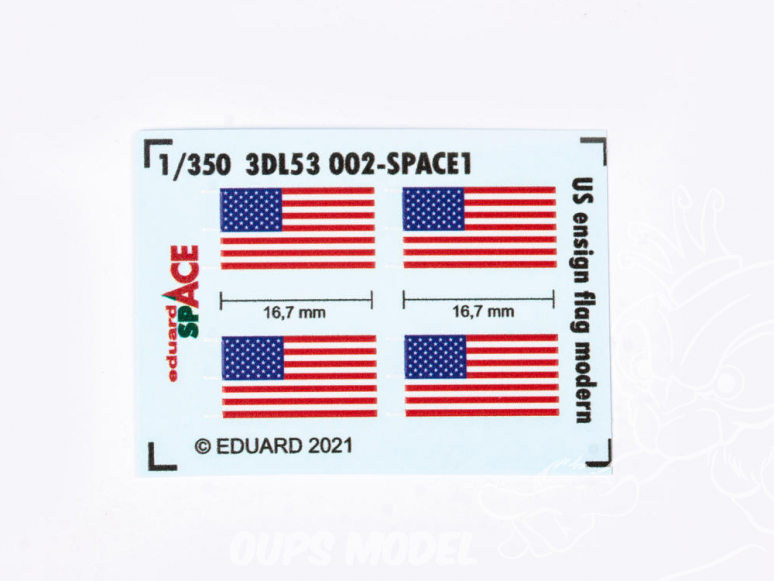 Eduard Space décalques 3D 3DL53002 Drapeaux US Modernes 1/350