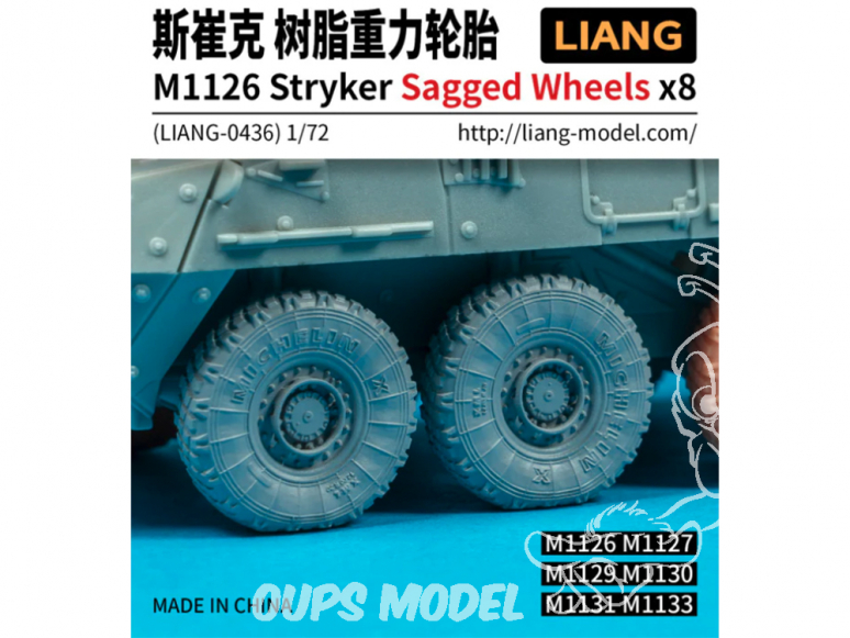 Liang Model 0436 M1126 Stryker Roues affaissées x8 1/72