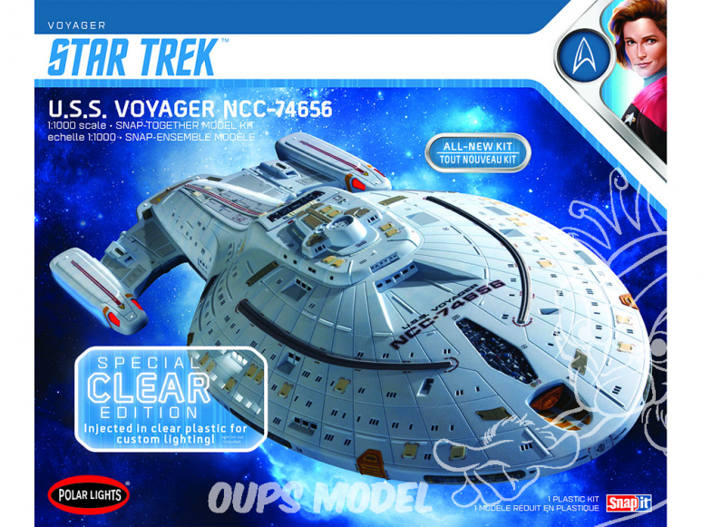 Polar Lights maquette espace 992 Star Trek U.S.S. Voyager (Snap) Clear Edition 1:1000