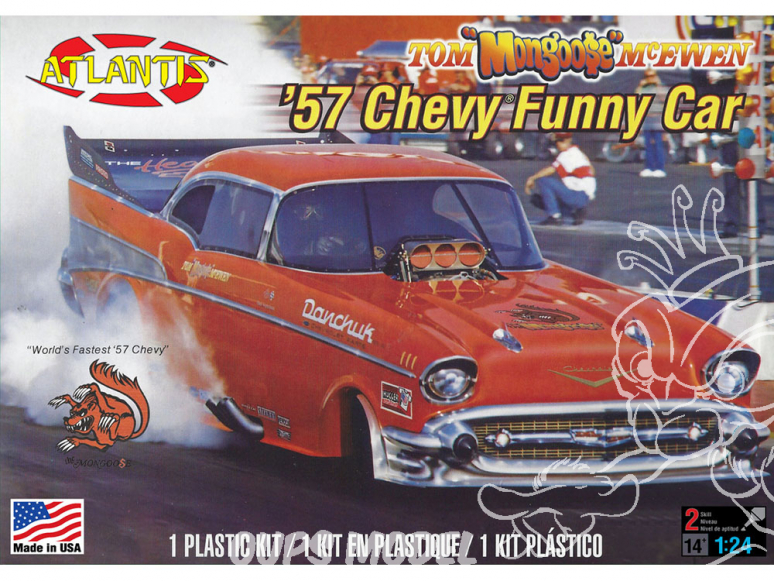 Atlantis maquette voiture h7172 Tom Mongoose McEwen 1957 Chevy Funny Car 1/24