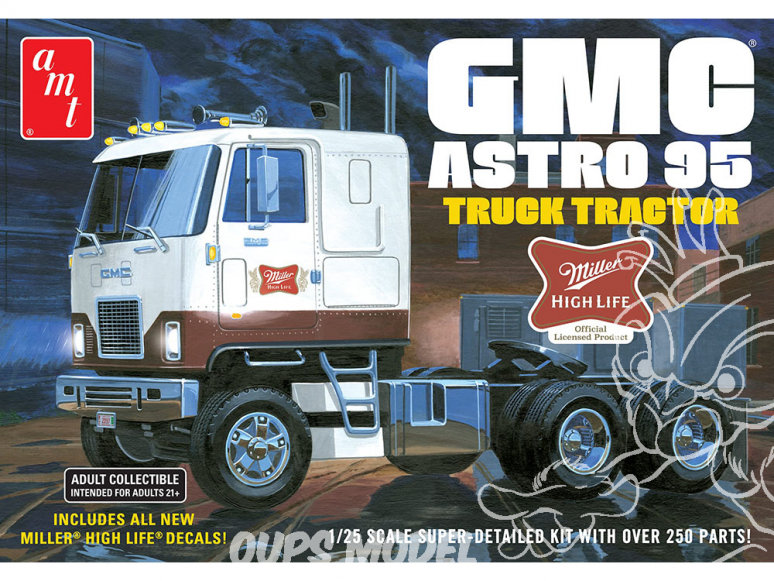 AMT maquette camion 1230 Miller High Life GMC Astro 95 Semi Tractor 1/25