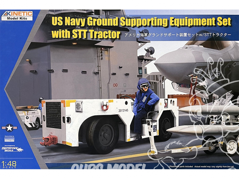 Kinetic maquette avion K48115 Set Equipement support sol US Navy avec tracteur STT 1/48