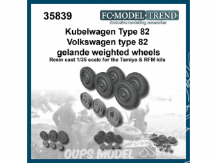 FC MODEL TREND accessoire résine 35839 Roues lestées Gelande Kubelwagen Type 82 / Volkswagen Type 82 1/35