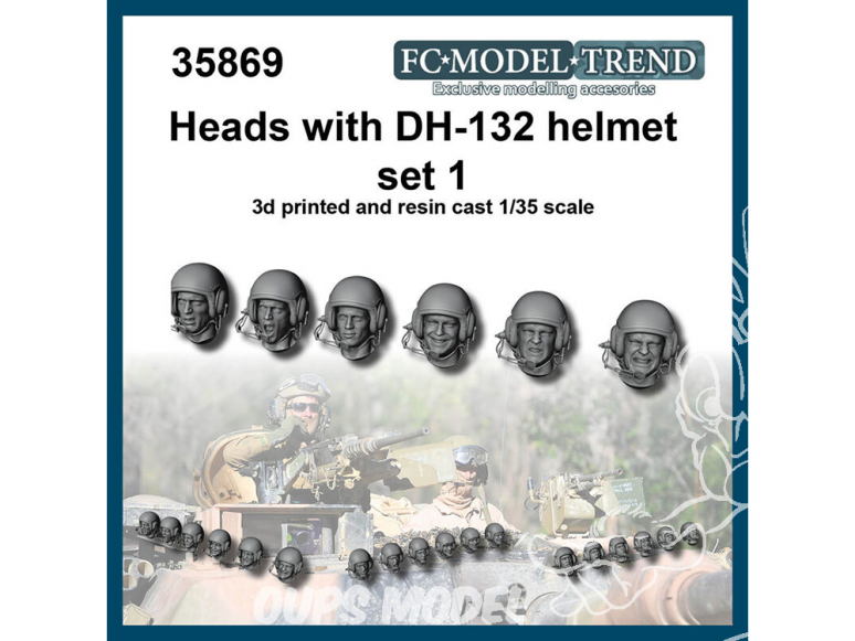 FC MODEL TREND accessoire résine 35869 Têtes avec casque DH-132 Set 1 1/35
