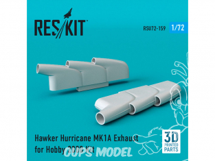 ResKit kit d'amelioration Avion RSU72-0159 échappement Hawker Hurricane MK1A pour Kit Hobby 2000 1/72