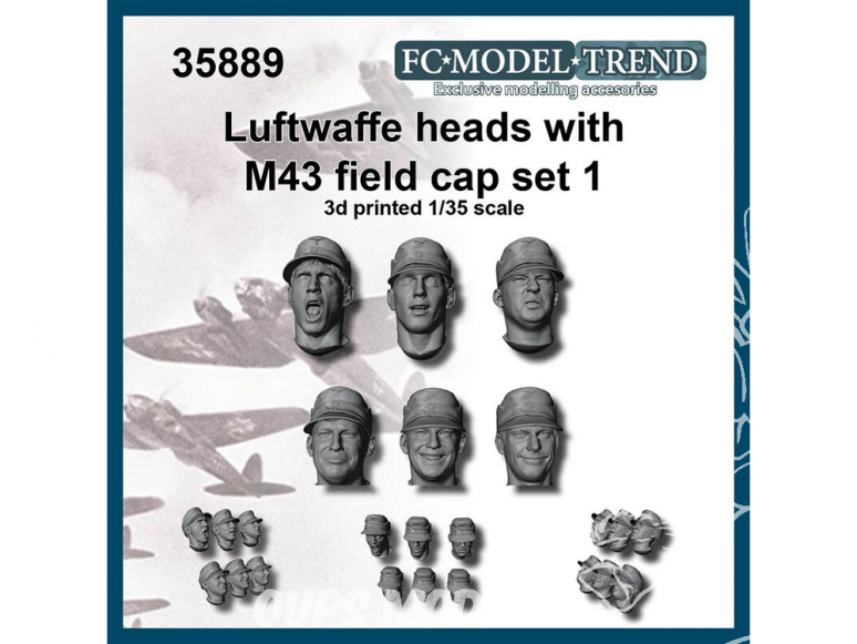 FC MODEL TREND accessoire résine 35889 Têtes avec casquette M43 Luftwaffe Set 1 1/35