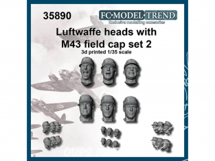 FC MODEL TREND accessoire résine 35890 Têtes avec casquette M43 Luftwaffe Set 2 1/35