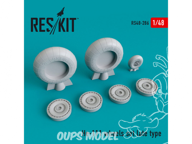 ResKit kit d'amelioration Avion RS48-0286 Roues en résine He-111 late type (1/48)