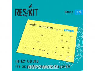 ResKit kit d'amelioration Avion RSM72-0006 He-129 A-0 UHU Masques de peinture pour kit Dragon 1/72