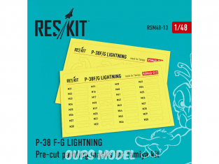 ResKit kit d'amelioration Avion RSM48-0013 Masques de peinture P-38 F/G Lightning pour kit Tamiya 1/48