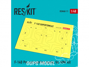 ResKit kit d'amelioration Avion RSM48-0011 Masques de peinture F-14D pour kit AMK 1/48